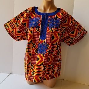African Kente Print uniTop Sz XL